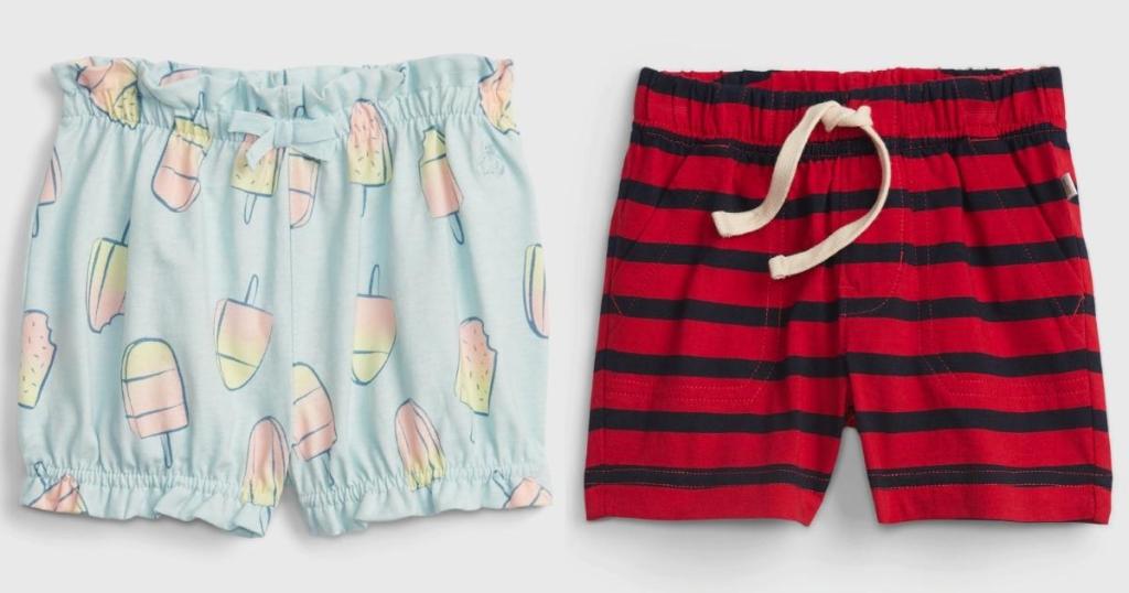 baby girls and baby boys shorts from gap