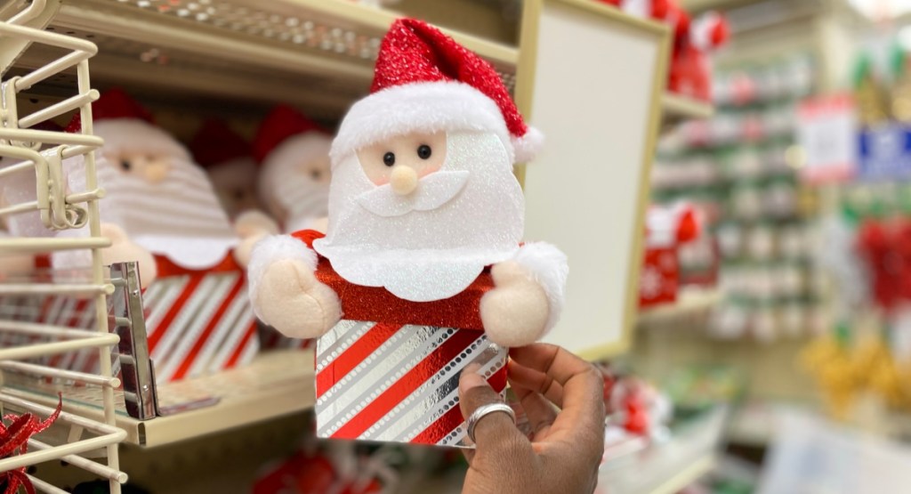 Glitter Gift Box With Plush Santa Lid