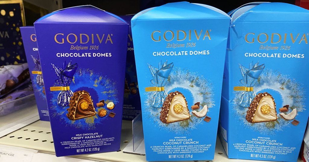 godiva chocolate domes on store shelf