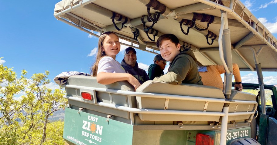 family on a jeep tour