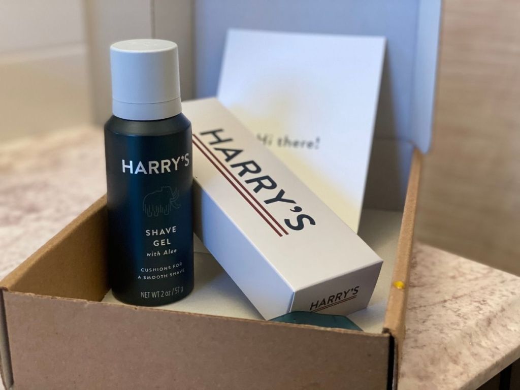 Harry's Shaving Kit Starter Set on bathroom counter