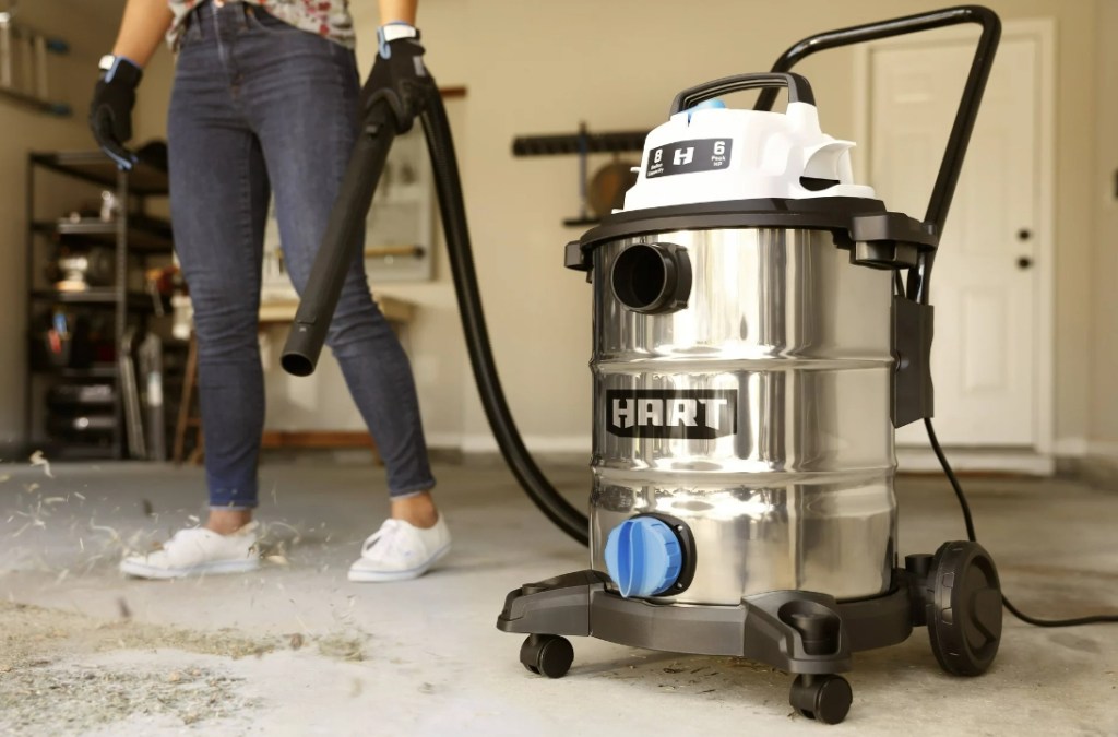 woman using a vacuum