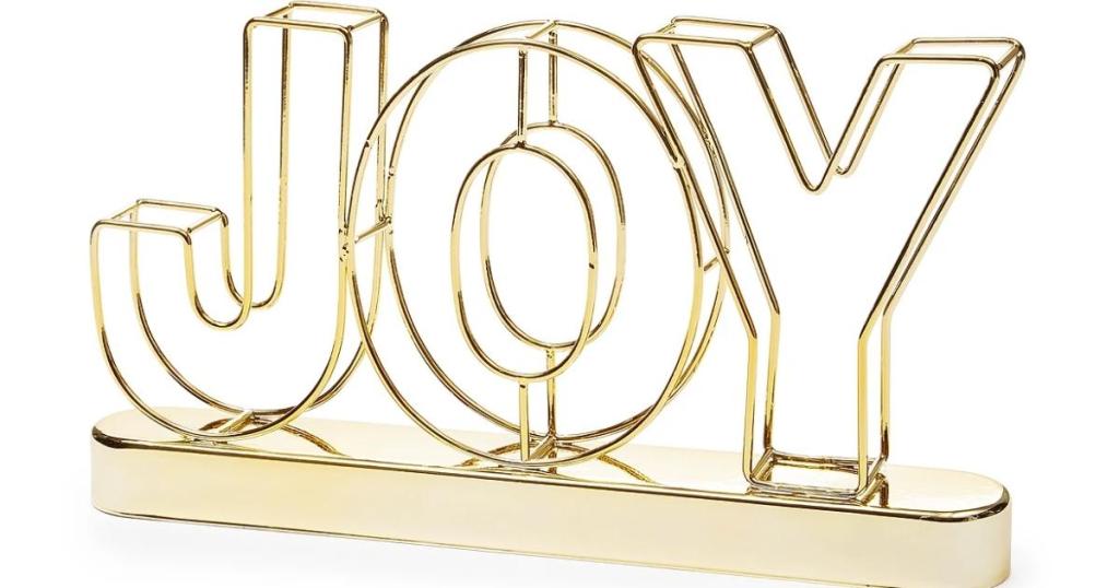 holiday lane joy gold tone wire decor sign