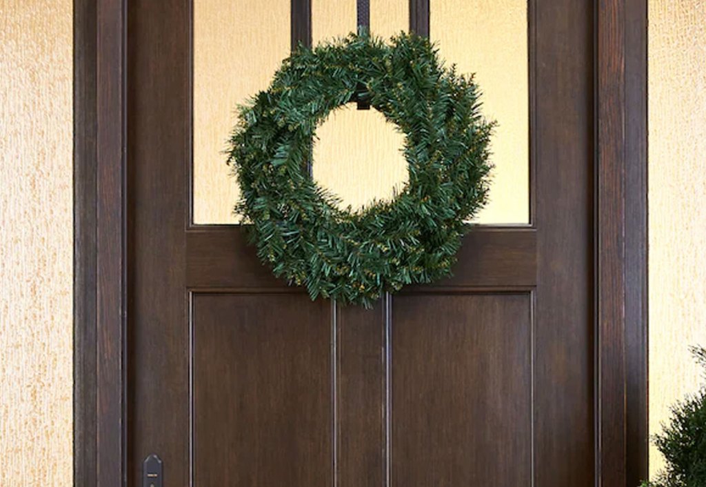 christmas wreath on front door