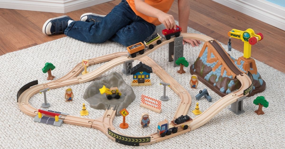 construction wooden train set