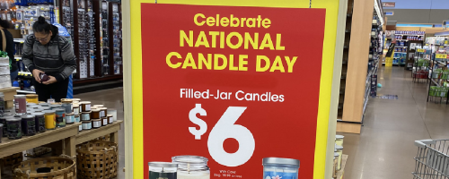 Kroger Candle Day Sign in store
