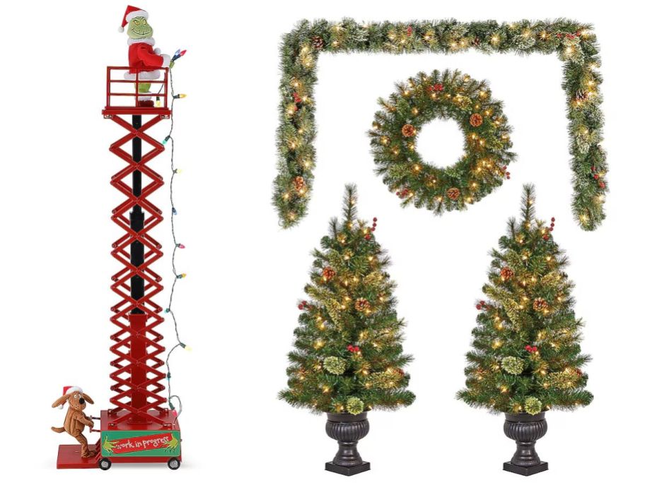 Grinch on a ladder and Outdoor Greenery