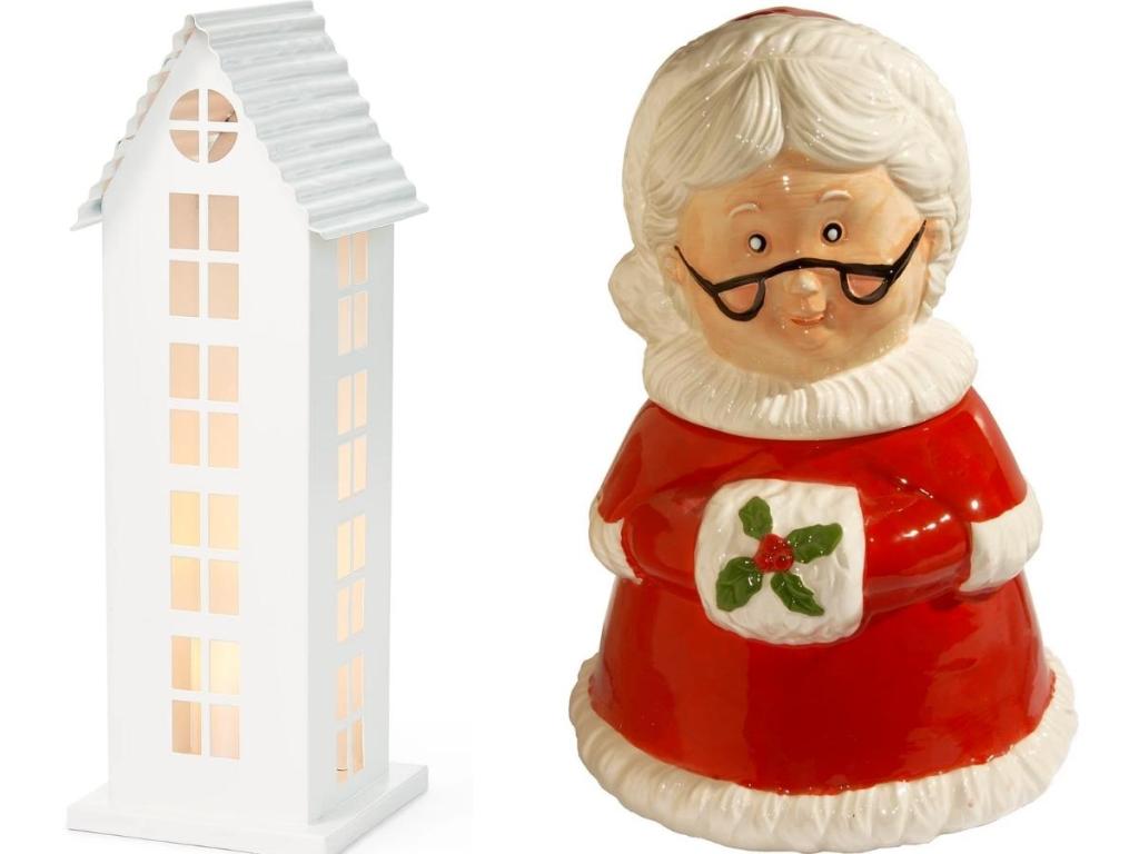 macy's martha stewart berries and birds house and mrs. claus cookie jar