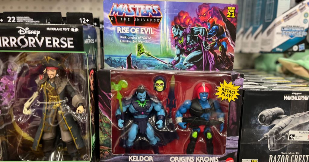 action figure toys on shelf 