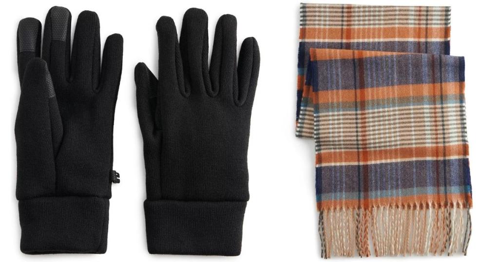 men's sonoma goods for life touchscreen gloves and plaid scarf
