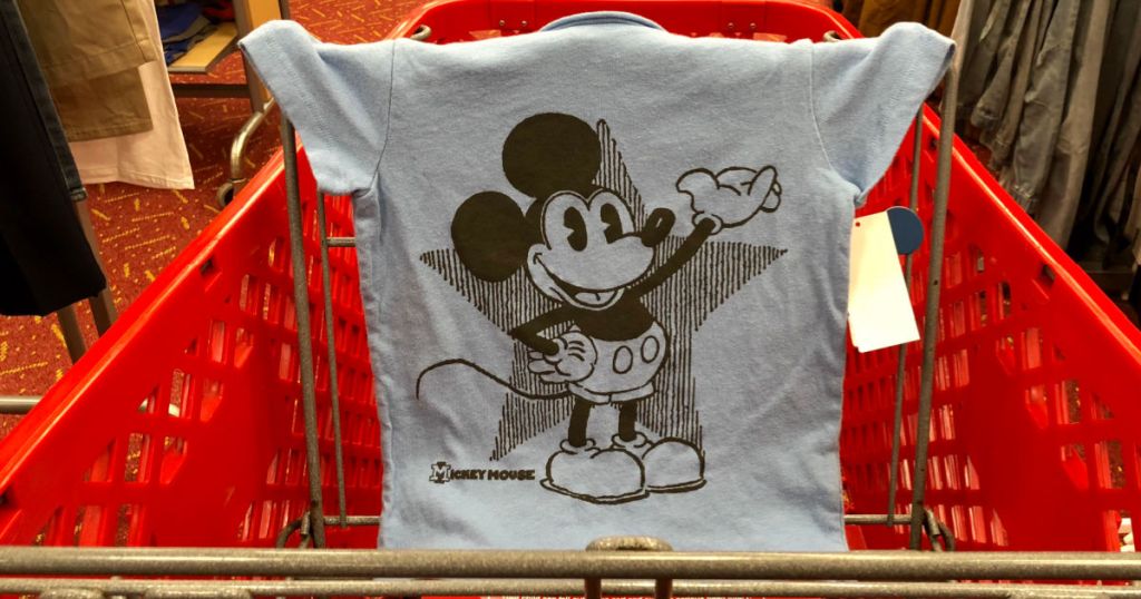 gray mickey mouse shirt in red cart 