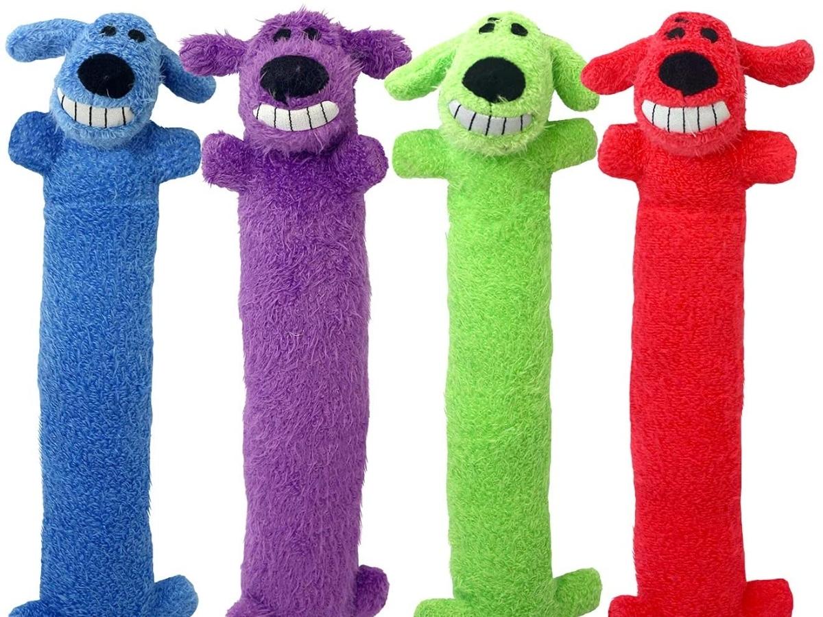 multipet colored loofa dog plush dog toy