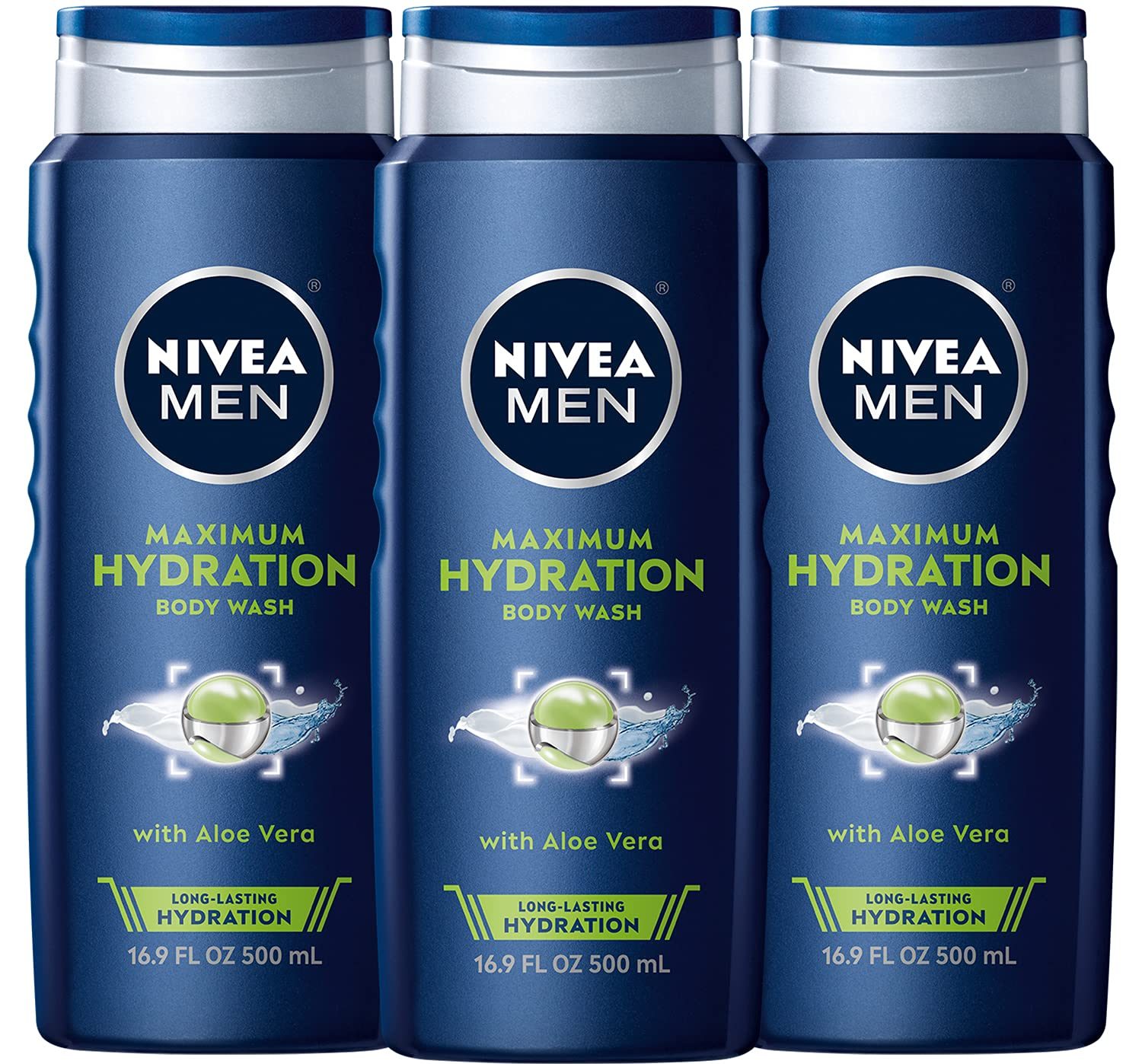 NIVEA Men Maximum Hydration 3 in 1 Body Wash bottles