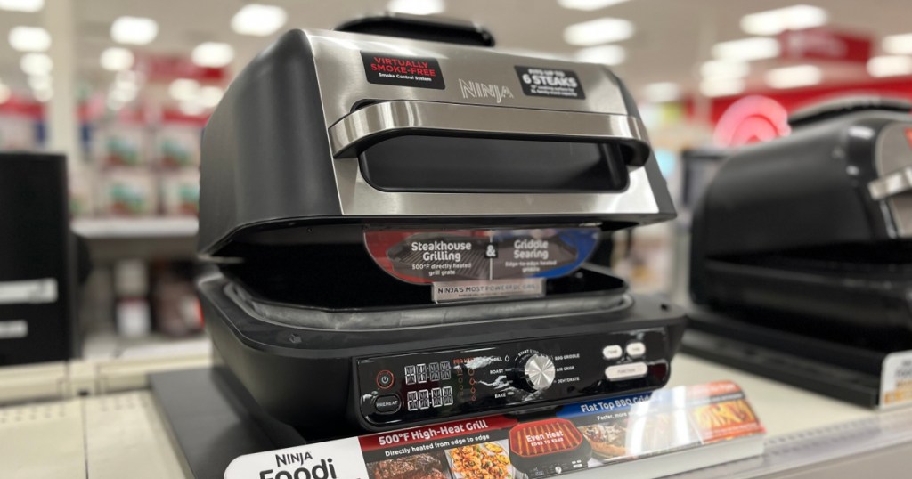 silver indoor grill and air fryer on display