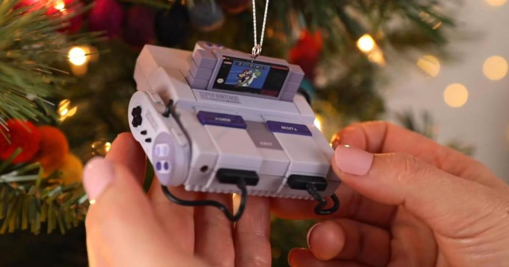 Nintendo Console ornament hanging on a tree