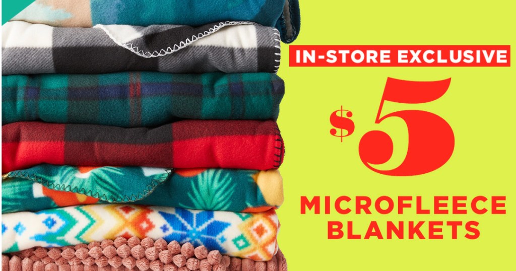 advertisement about $5 old navy microfleece blankets