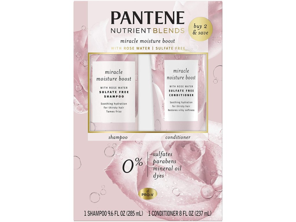 Pantene Nutrient Blends Miracle Moisture Boost Rose Water Shampoo & Conditioner Dual Pack