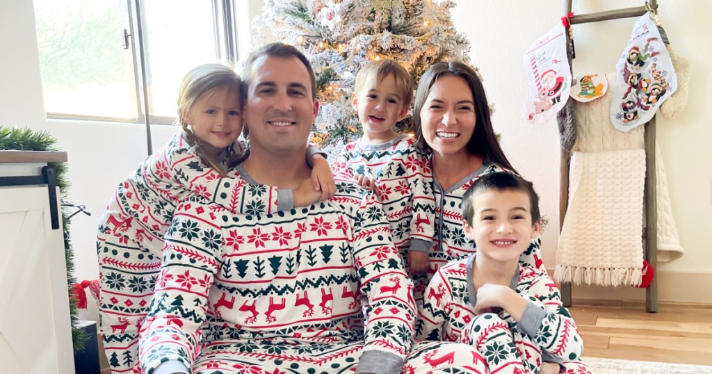 family in matching pajamas