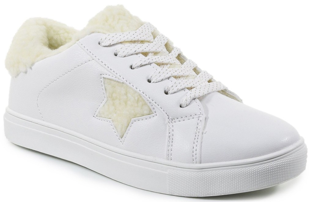 white sherpa lined sneaker