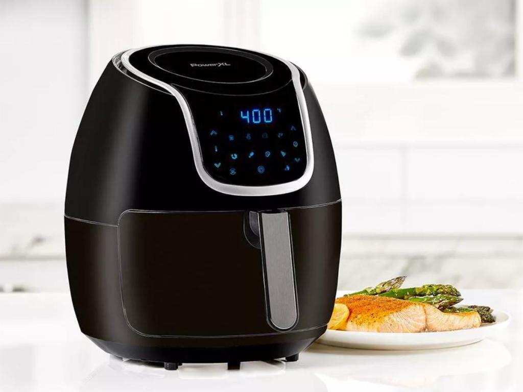 powerxl vortex air fryer with plate of food