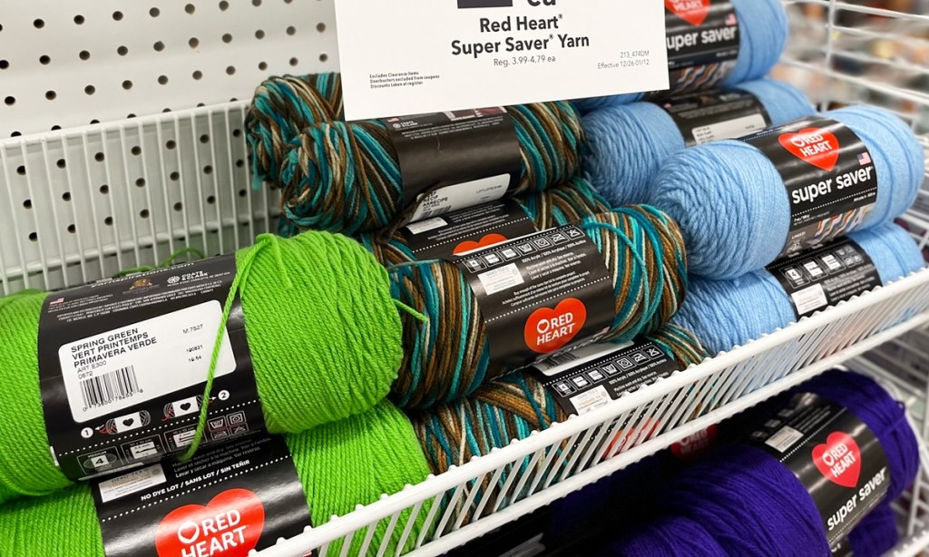 store display of Red Heart Super Saver Yarn