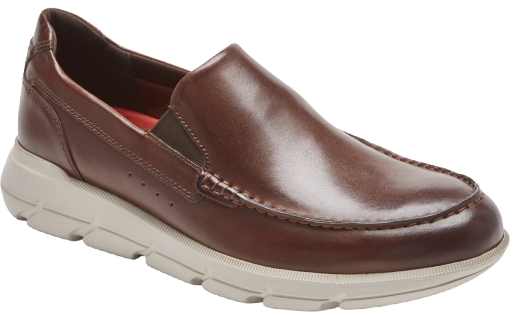 brown slip on men's shoe on white background