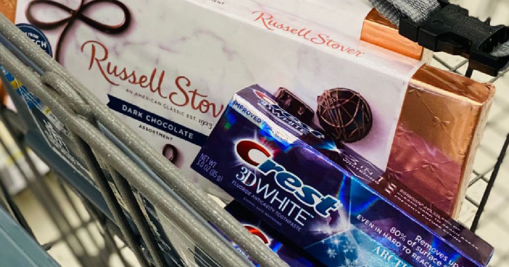 candy and toothpaste in cart 