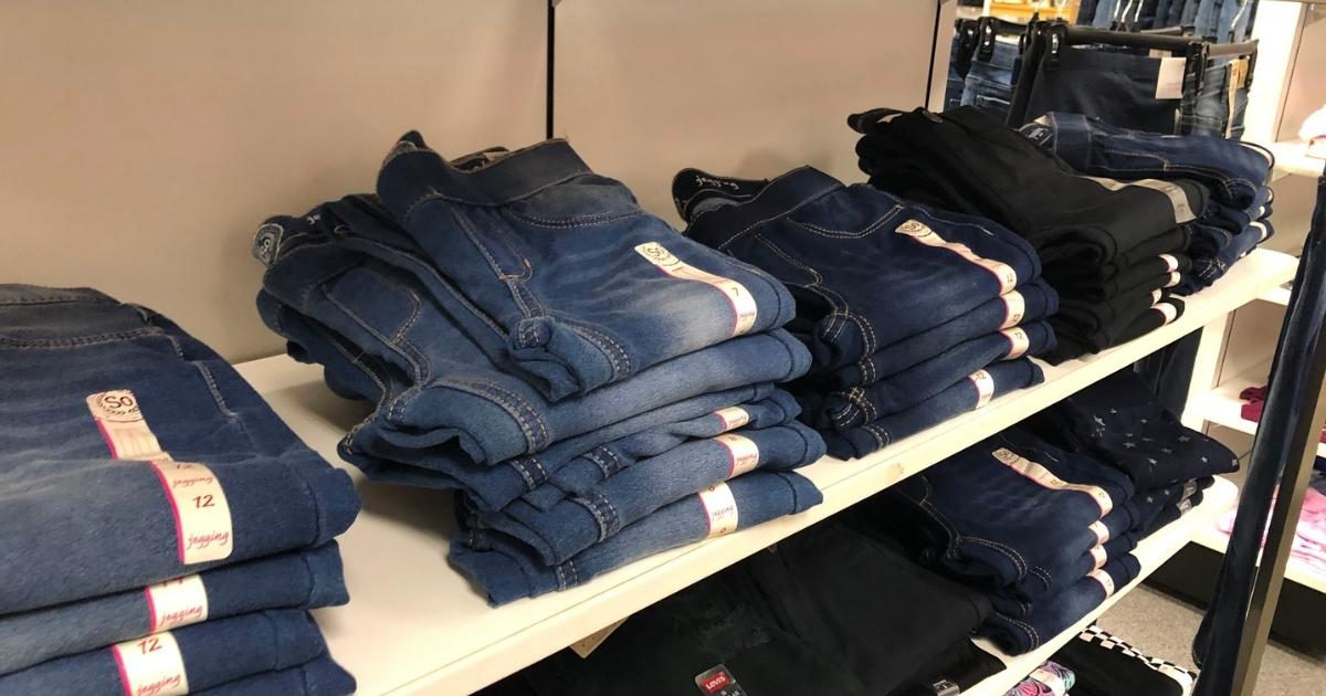 so juniors jeans on store shelf