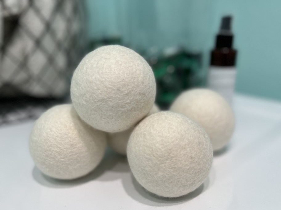 pile of wool dryer balls on counter