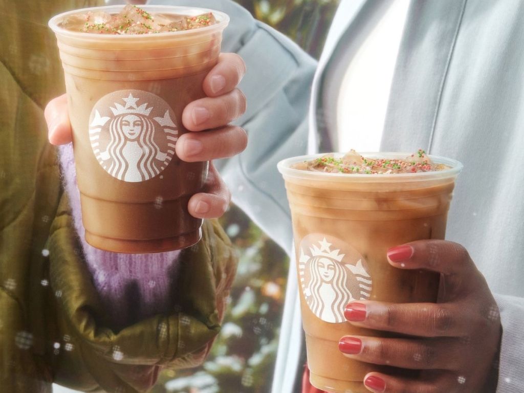 people holding Starbucks Sugar Cookie lattes
