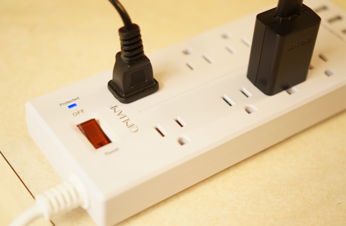 plugs in a surge protector