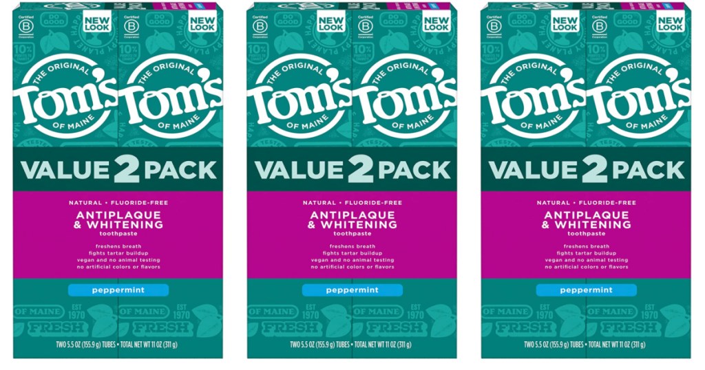 TOMS MAINE TOOTHPASTE Value Packs side by side
