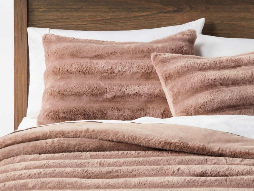 Threshold Textured Faux Fur Comforter & Sham Set