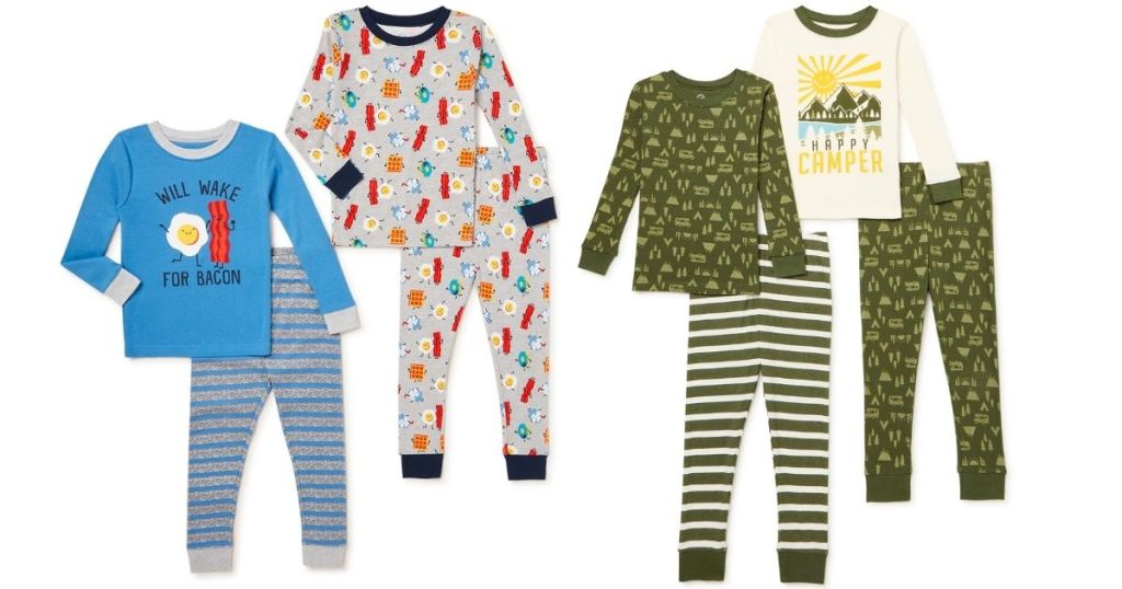 toddler boys bacon and camping 4 piece sets