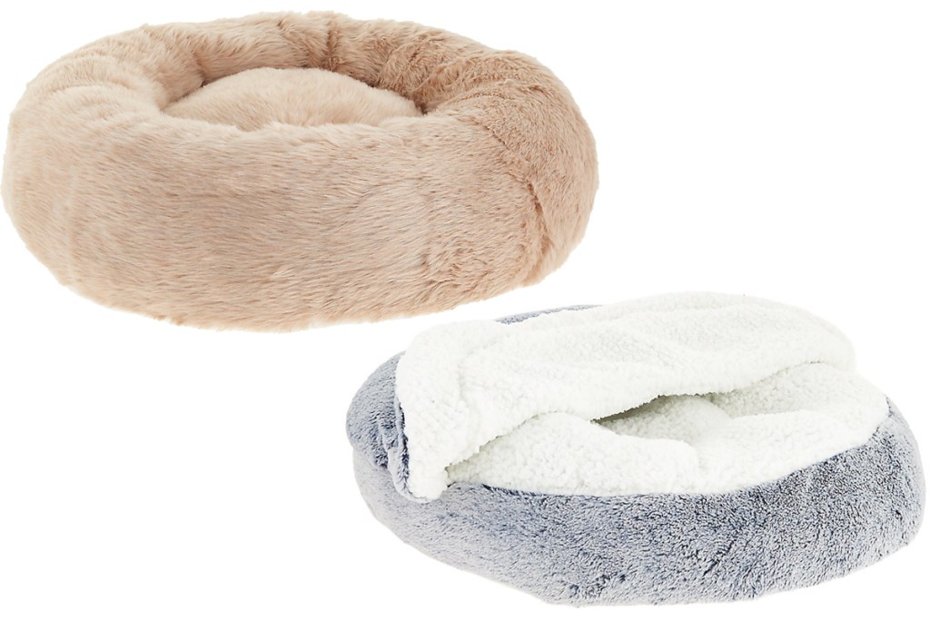 two fluffy dog beds