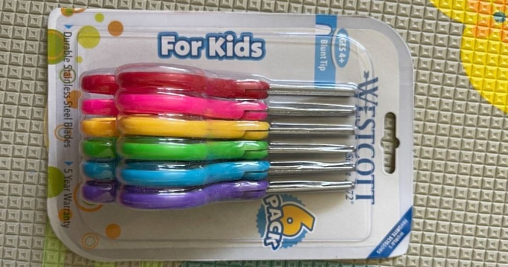 pack of multi-colored kids scissors
