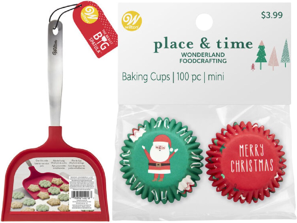 Wilton holiday cookie spatula and baking cups