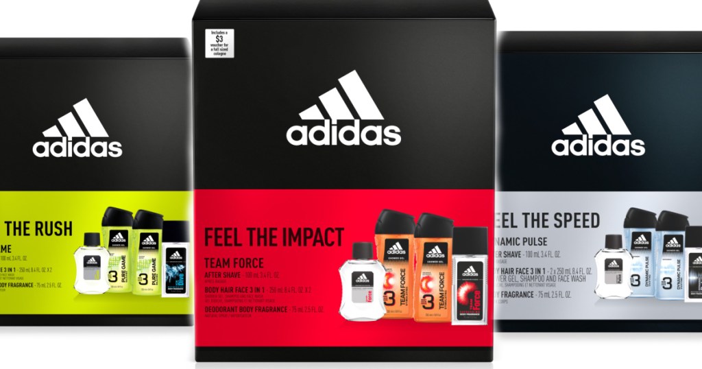 three layered stock images of adidas gift sets
