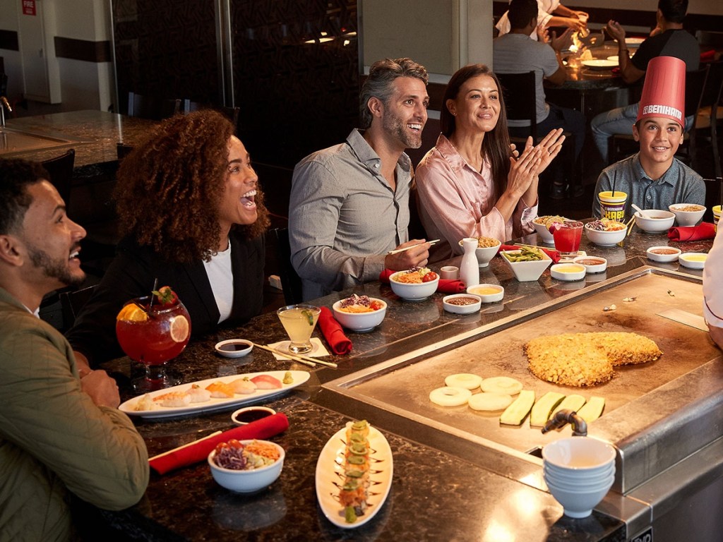 family at Benihana hibachi grill