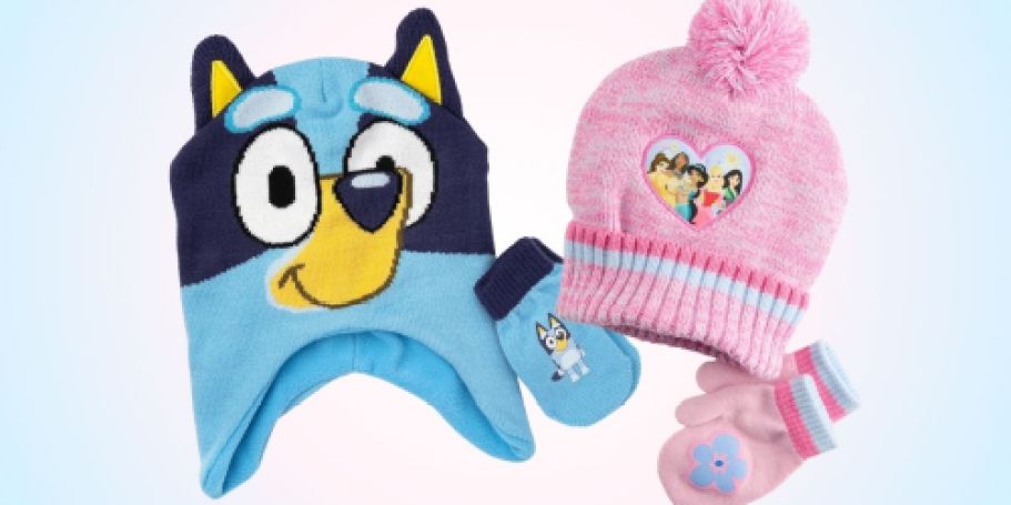 Kids Hat & Mitten Sets from $8 Each on Kohls.com | Bluey, Disney, Barbie, & More