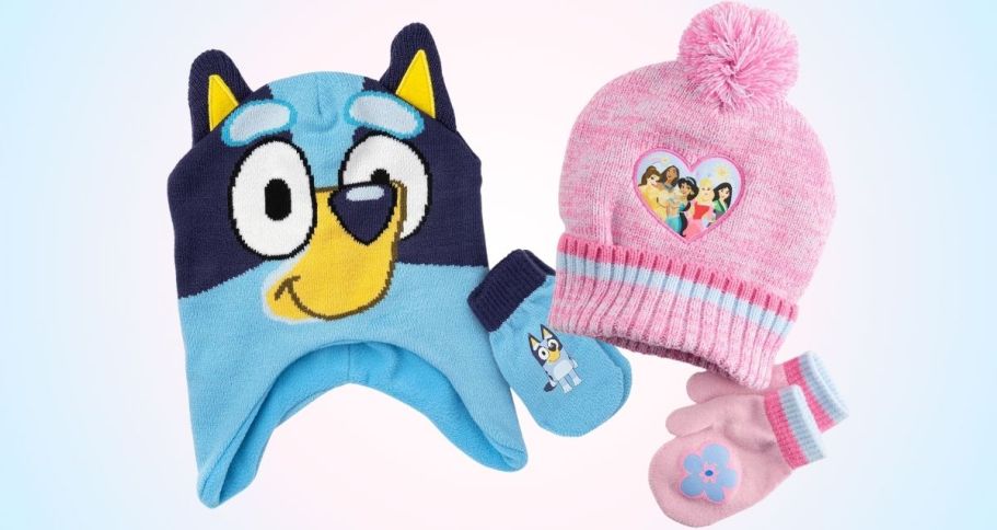 Kids Hat & Mitten Sets from $8 Each on Kohls.com | Bluey, Disney, Barbie, & More