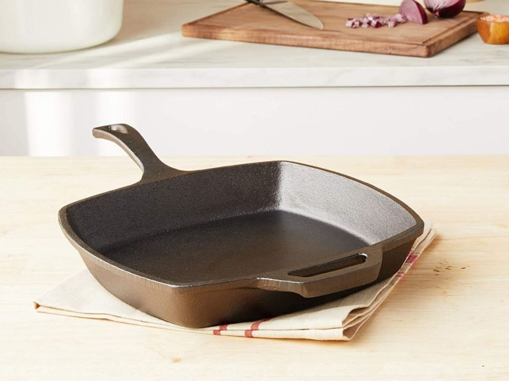 cast iron square pan on counter