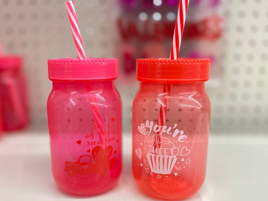 valentines day tumblers with straws