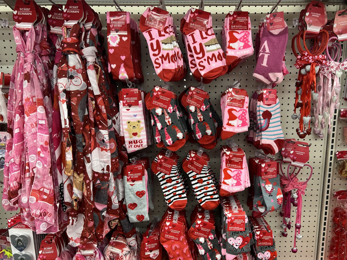 valentines day socks at dollar tree