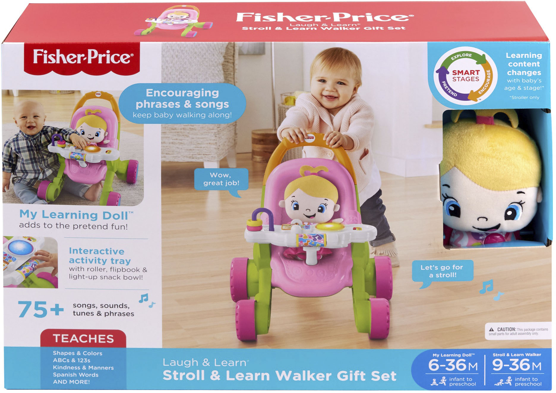 fisher price walker pram and doll