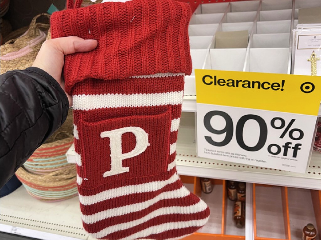 holiday stocking with letter p for target clearance