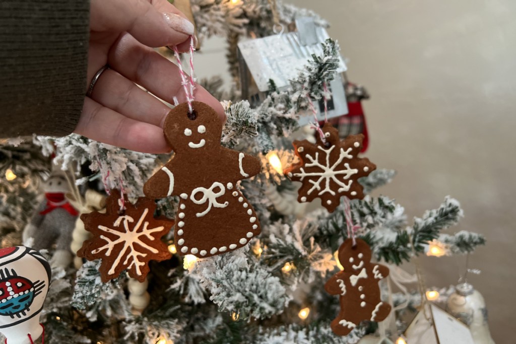 cinnamon applesauce ornaments on tree