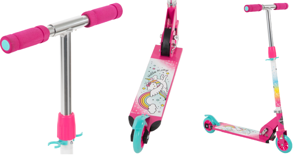 pink scooter shown at different angles