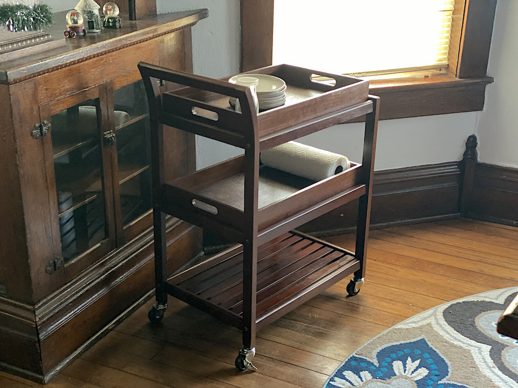 kitchen cart in dining room 