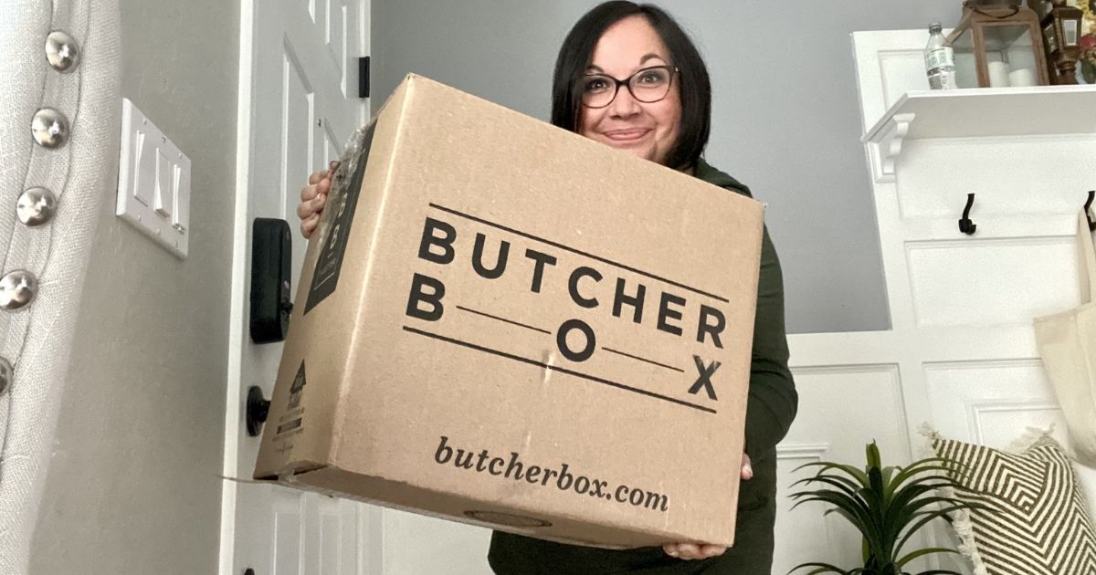 Woman holding a Butcher Box